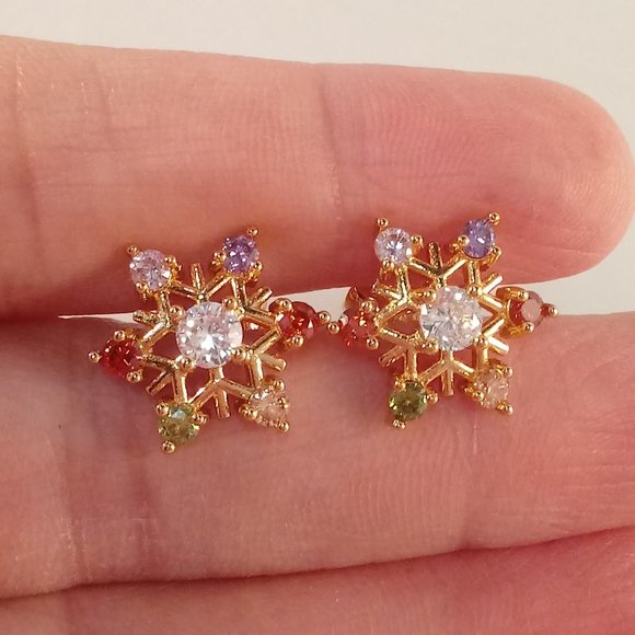 Jewelry 18k Yellow Gold Filled Diamond Zircon Flower Star Snowflake